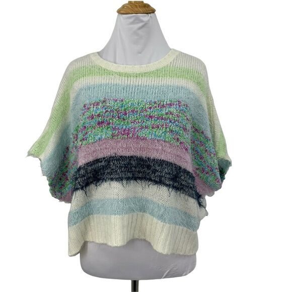 Splendid Dolman Sweater Women's Size 10 Boxy Dolman Shaggy Stripe Pullover Top - Picture 1 of 9